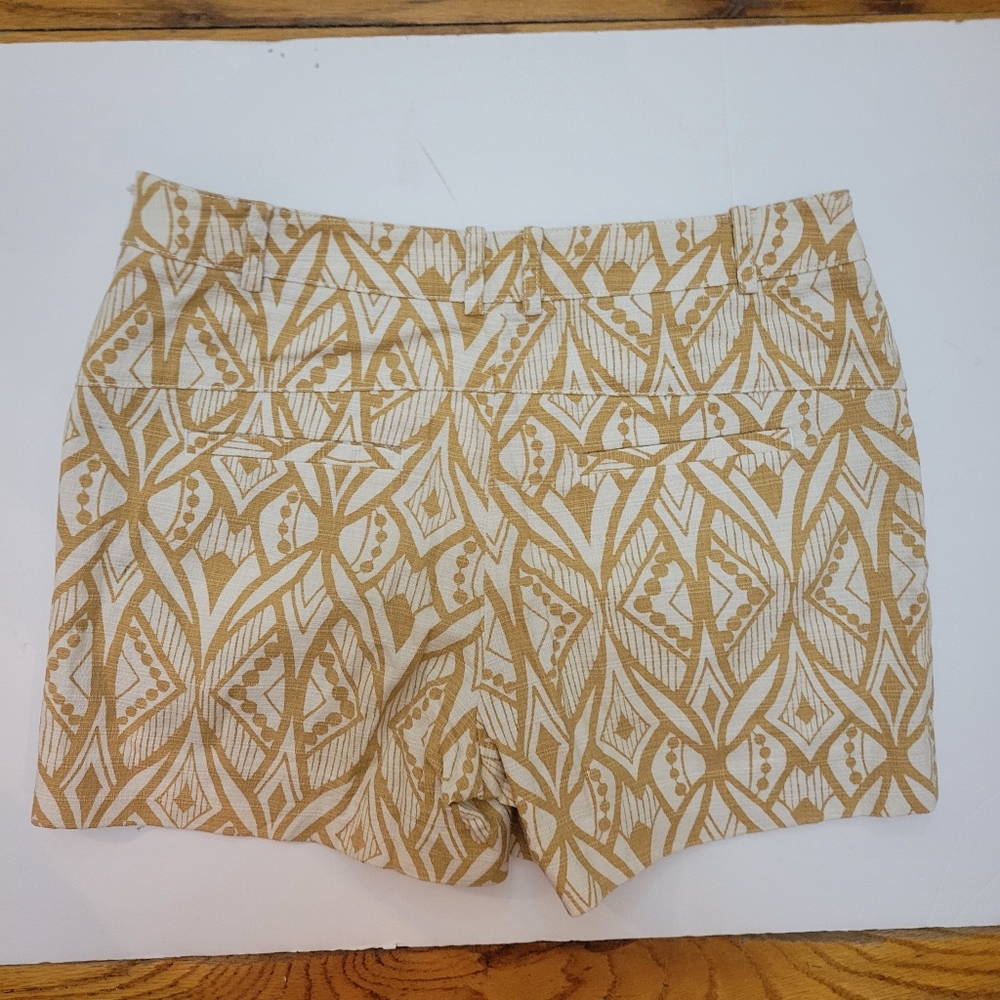 Anthropologie Elevenses Tiled Tide Shorts‎ Mustard Yellow Tribal Boho - Picture 4 of 9